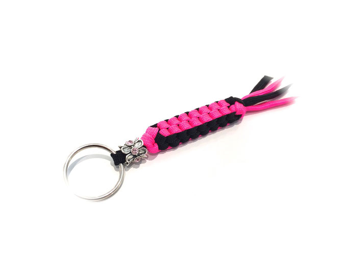 Spezial-Schlüsselanhänger mit Bead, Neon Pink/Black (Kundenwunsch; Herstellung auf Anfrage)