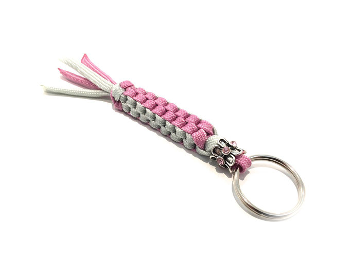 Spezial-Schlüsselanhänger mit Bead, Lavender Pink/Silver Grey (Kundenwunsch; Herstellung auf Anfrage)