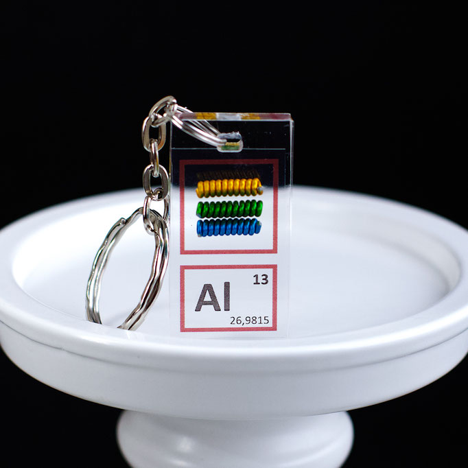 aluminium keychain, aluminum element keychain, metal keychains, periodic table elements keychain, periodic table gift, periodic table gadgets, elements gift