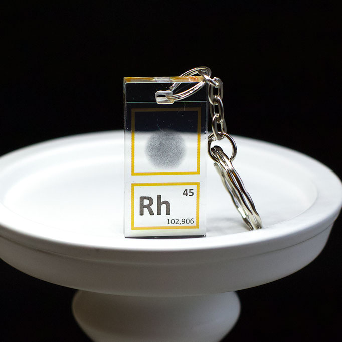 rhodium metal keychain, element keychain, metal keychains, periodic table elements keychain, periodic table gift, periodic table gadgets, elements gift