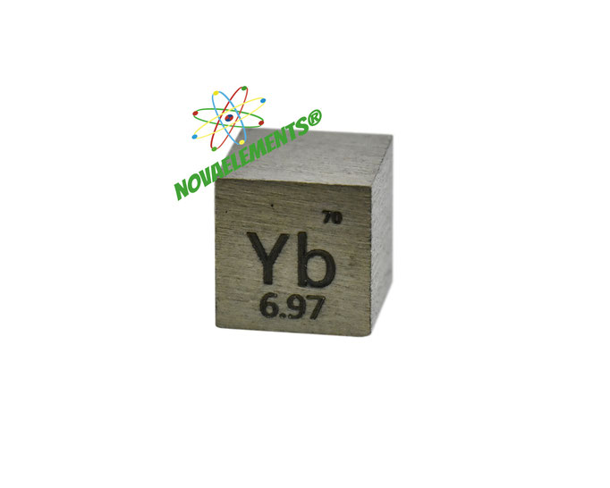 ytterbium density cube, ytterbium metal cube, ytterbium metal, nova elements ytterbium, ytterbium metal for element collection, ytterbium cubes, ytterbium metal