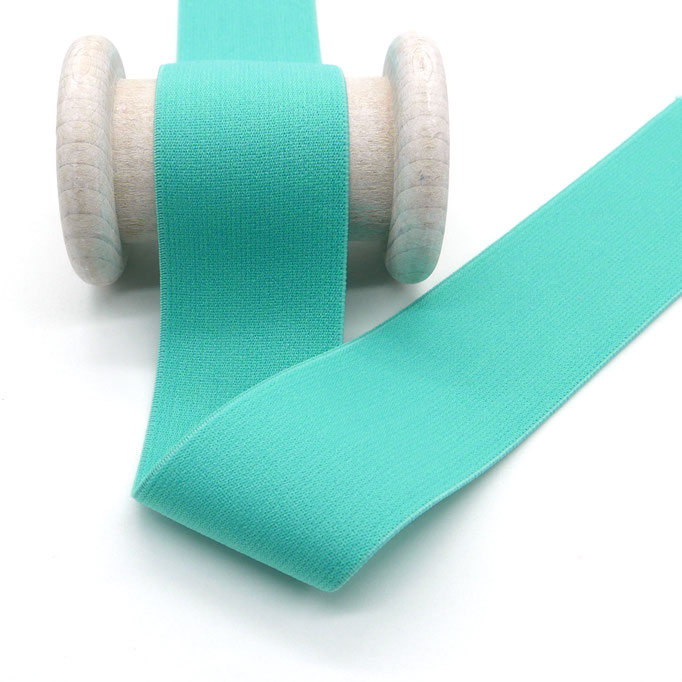 40‑mm‑Gummiband in mint, weiches Elastikband für Unterwäsche und Kinderkleidung.