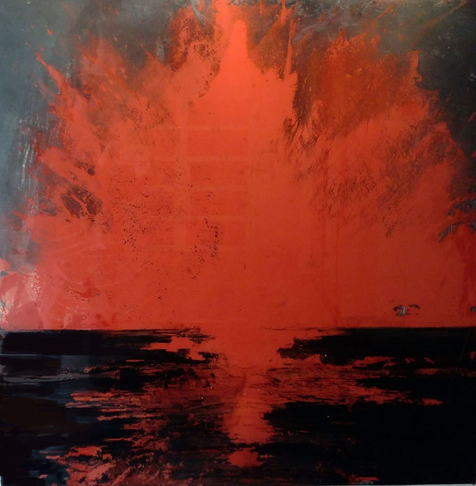 Mikko Paakkola, Acrylic, pigments and lacquer on glass; 120x 120 cm