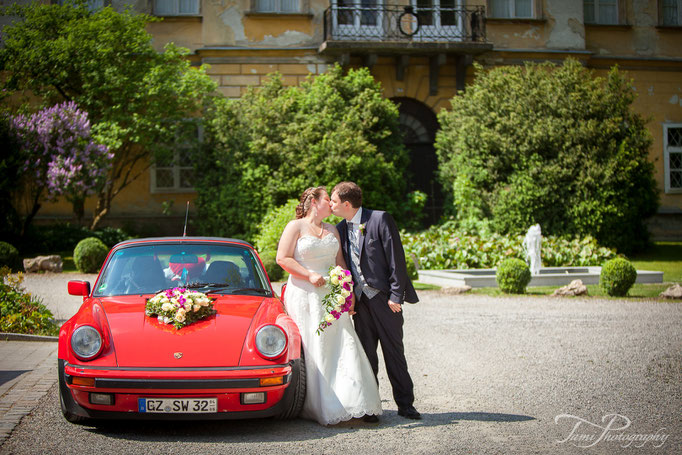 Hochzeitsfotografie Ichenhausen , Oldtimer, Porsche