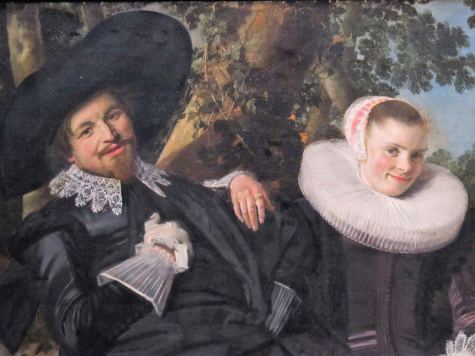 "Portät eines Paares" 1662 - Ungewöhnlich für diese Zeit, so lächelnd fröhlich gemeinsam zu posieren. Die Freundschaft mit dem Maler und die festliche Stimmung machten es möglich. Auch hier porträtiert Rembrandt die Schönheit der Gefühle