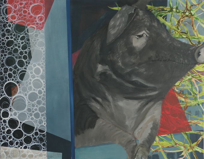 Die Nachbarin / Acryl auf Textil / 100 x 80 cm