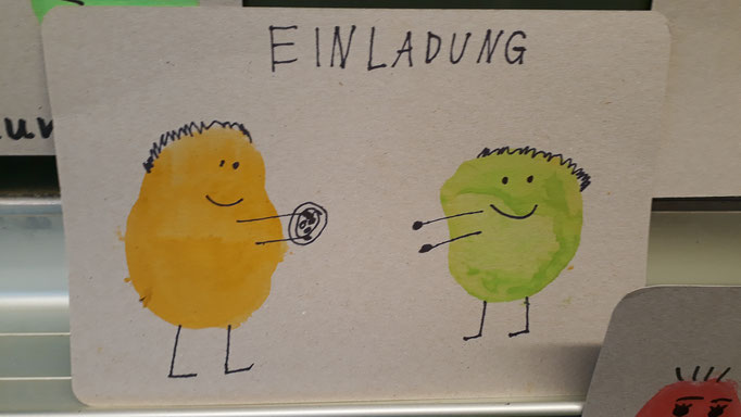 Einladung mit 2 Kartoffeln