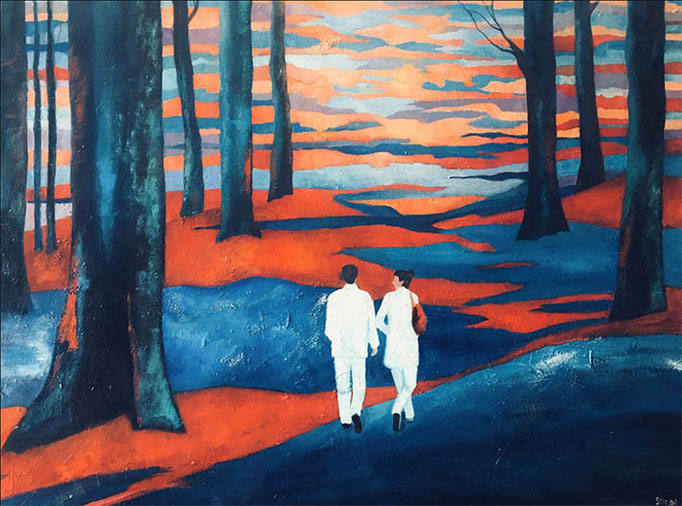 Waldspaziergang | Mixed Media auf Leinwand | 70 x 120 cm | 2020