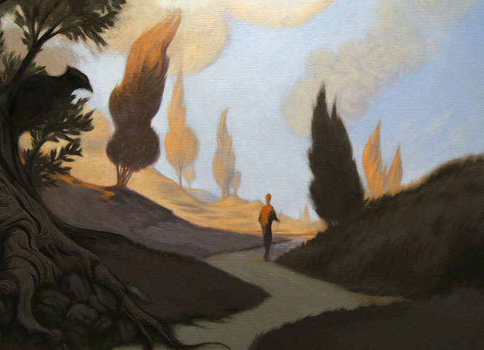 "Where the roses are born" - Detail of the oil on canvas, in progress - Full size 81 x 60 cm