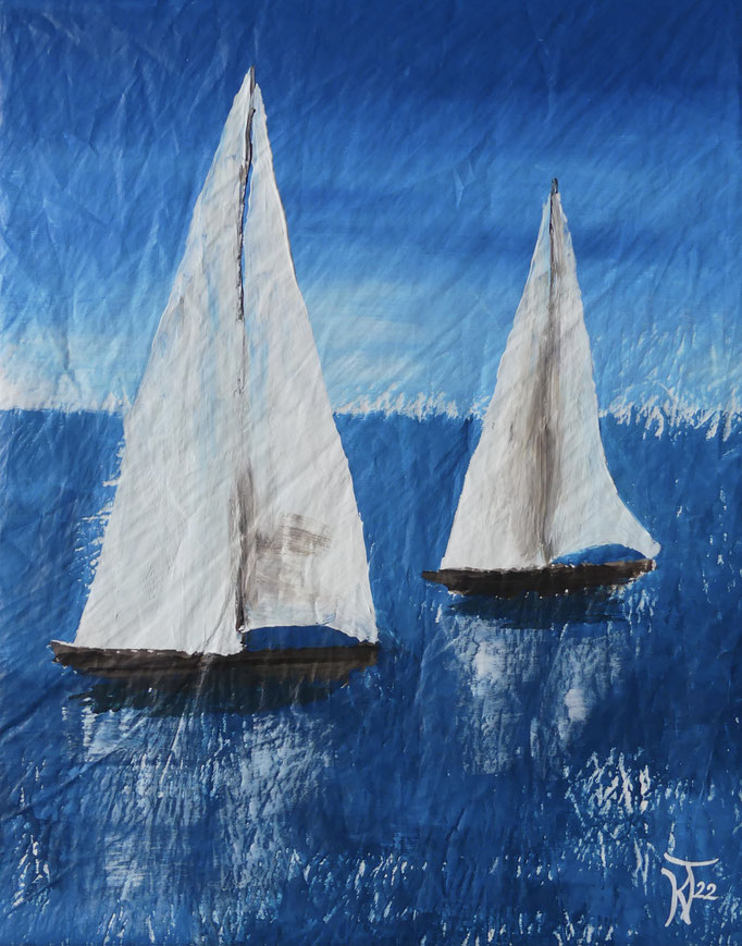 Segelboote  | 40 x 50 cm  |  Upcycling