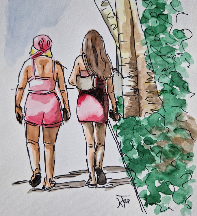 Florida girls – pretty in pink  |  20 x 24 cm  |  Aquarell  
