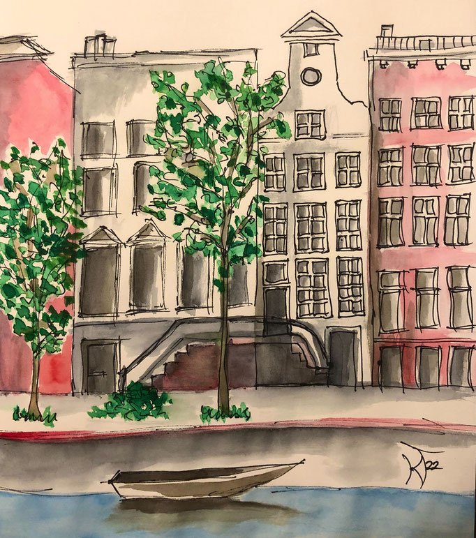 Grachtenhäuser Amsterdam  |  21 x 24 cm  |  Aquarell