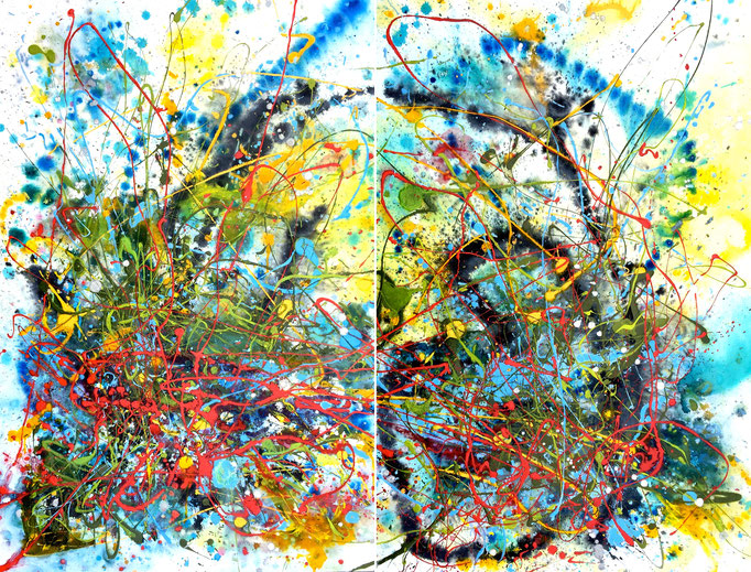 "THE LOVER'S TRANCE"  (diptych)  50X66 overall SOLD