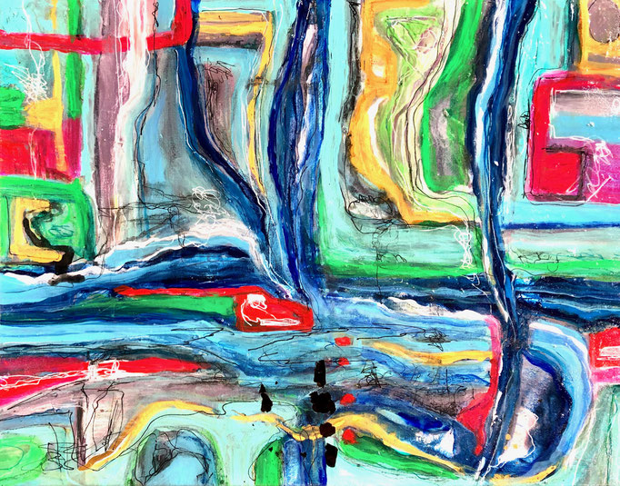 "MY WATERFALL HIKE II"  (11x14 on traditional canvas) NFS