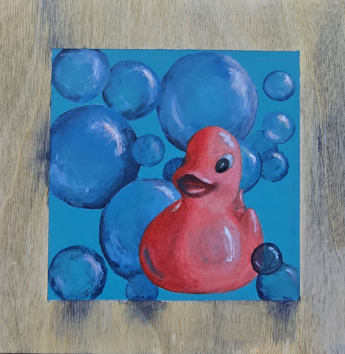 Blubberentchen, 20 x 20 im Rahmen
