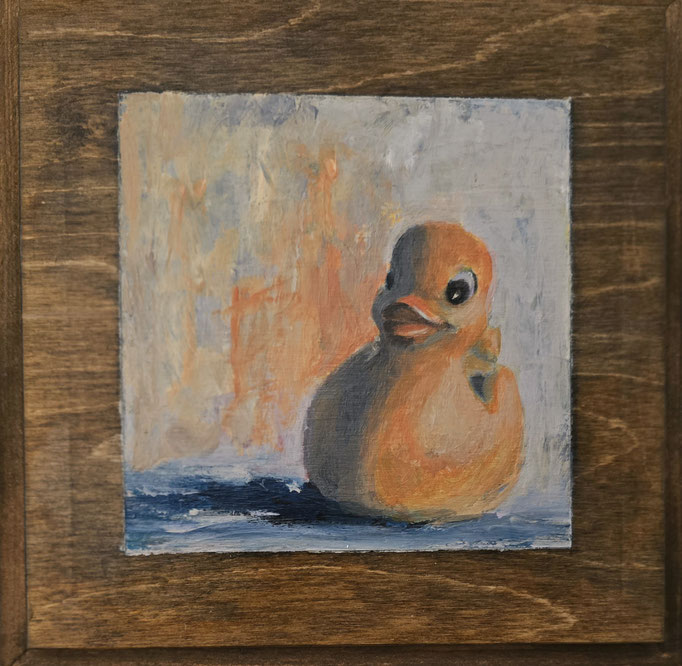 Entchen auf dem See, 20 x 20 im Rahmen