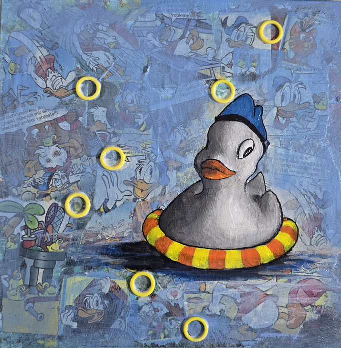 Optimistenentchen, 20 x 20 im Rahmen
