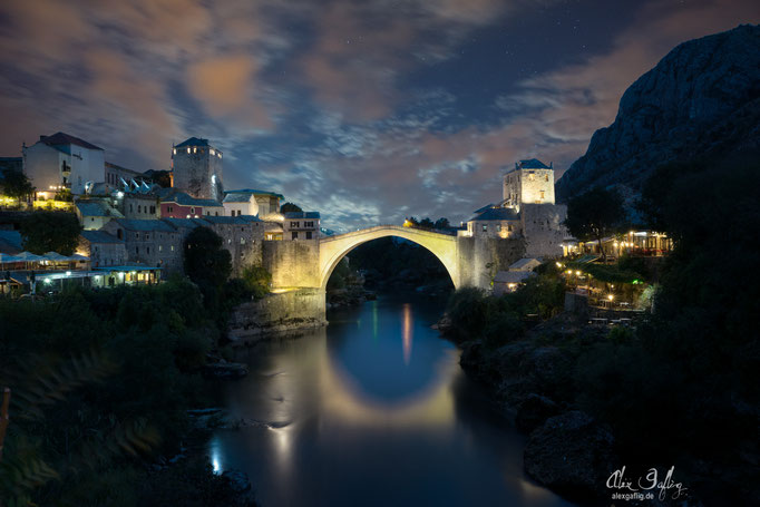 Mostar at night, Bosnia