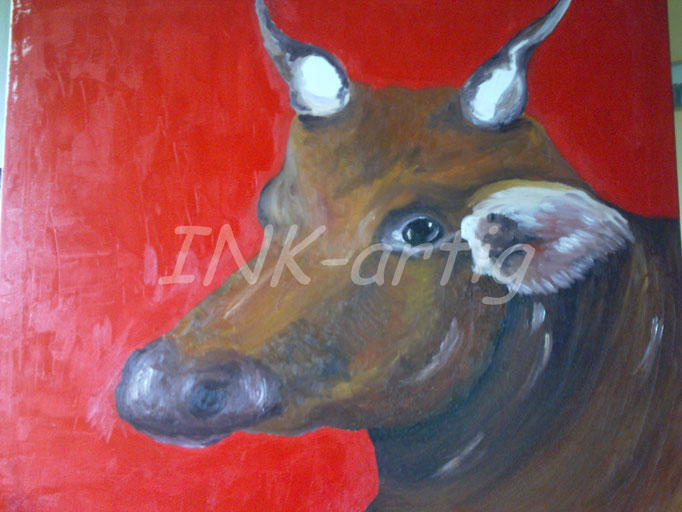 "Die Kuh", 2010,  70x100, Öl auf Leinwand, Auftragsarbeit