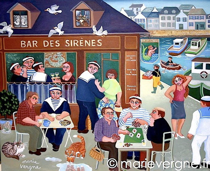 Le Bar des Sirènes - Acrylique - Format 55 x 46 - Vendu