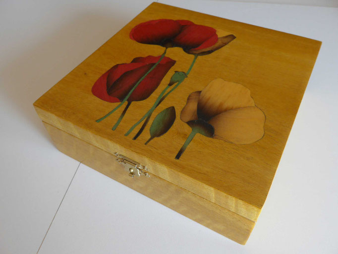Boite aux coquelicots (modèle 2)  - marqueterie