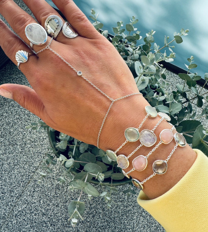 Silber & Steinarmbänder Pastellfarben