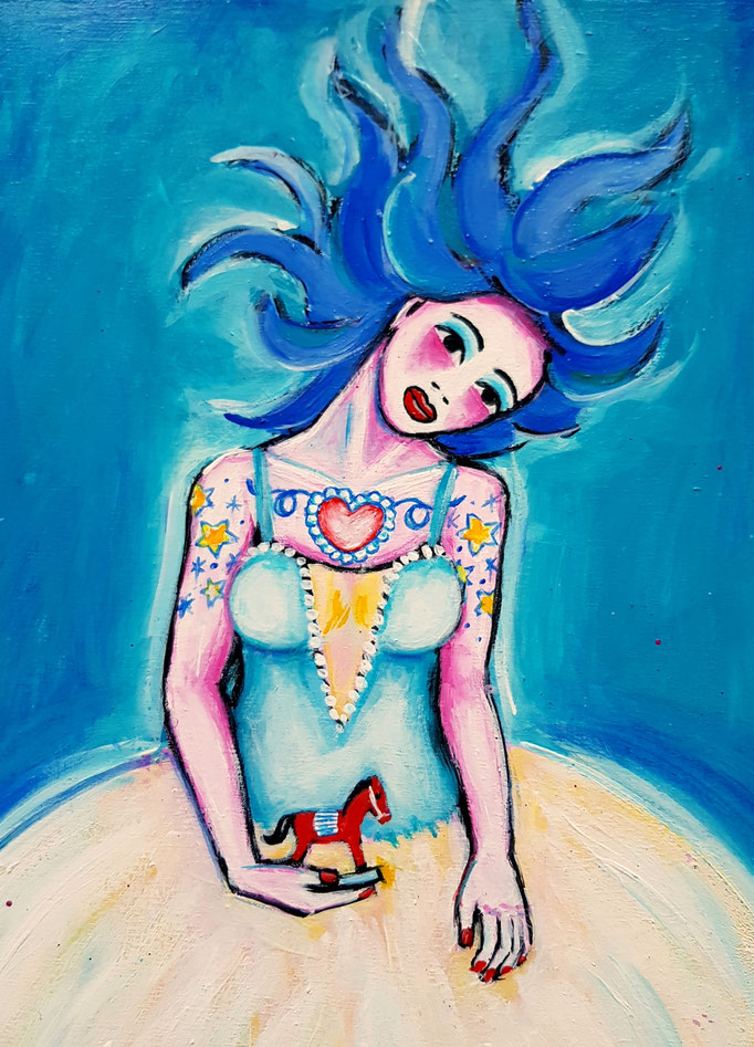 Blue Hair, Vorlage: Elena Cunene mit Riae, A4