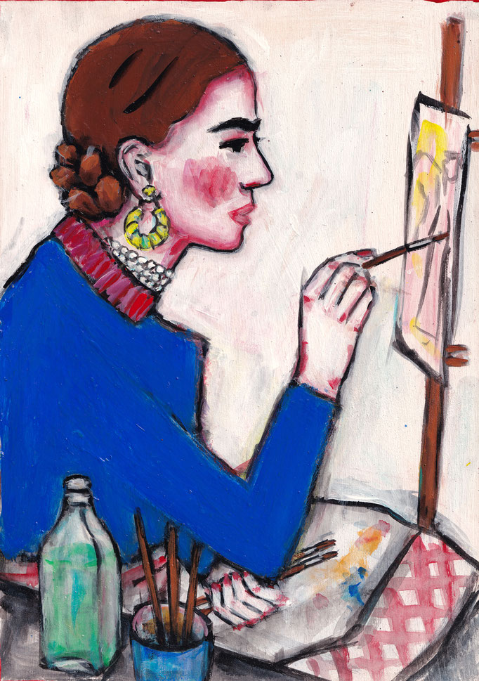 Malerin, Vorlage: Frida, A4, 300Fr.