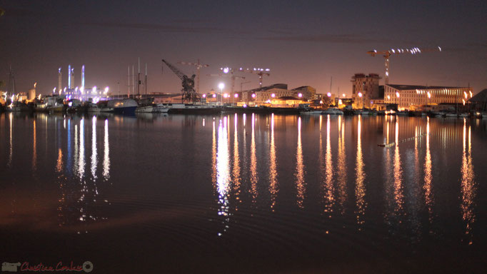 Vue du bassin à flots de Bordeaux, depuis la base sous-marine.