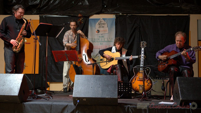 Cyril Prévost, Patrick Puech, Bernadette Bourdier, Jean-Michel Bourdier; Django Phil, Festival JAZZ360 2013, Latresne. 09/06/2013