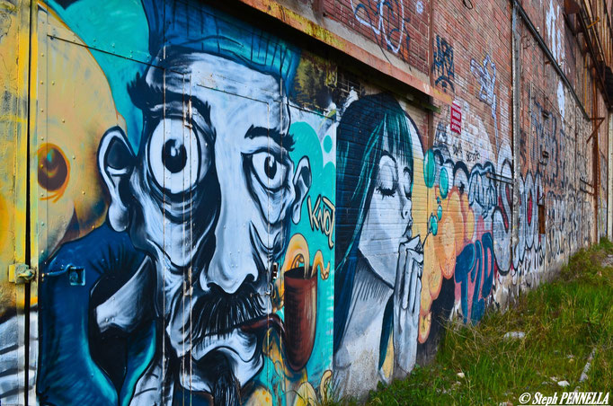 Art mural et "Street Art", ateliers mecaniques, ex-chantiers navals de la Seyne sur mer, Var.