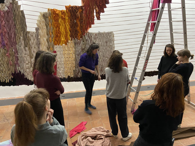 SALOON Praha at the Entrance Gallery with the curators Veronika Čechová, Tereza Jindrová, and the artist Johana Pošová. March 2020