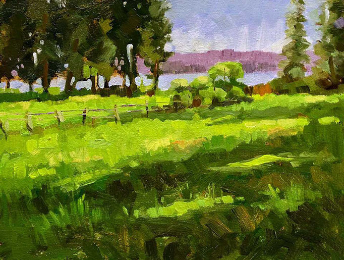 "Cool, Relaxing Shade" • Oil on board • 11" x 14"
