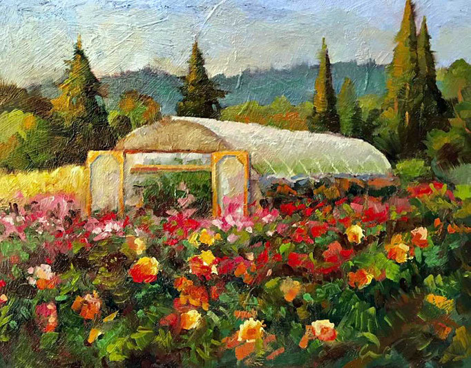 "Rachel's Greenhouse" • Oil on board • 11" x 14"