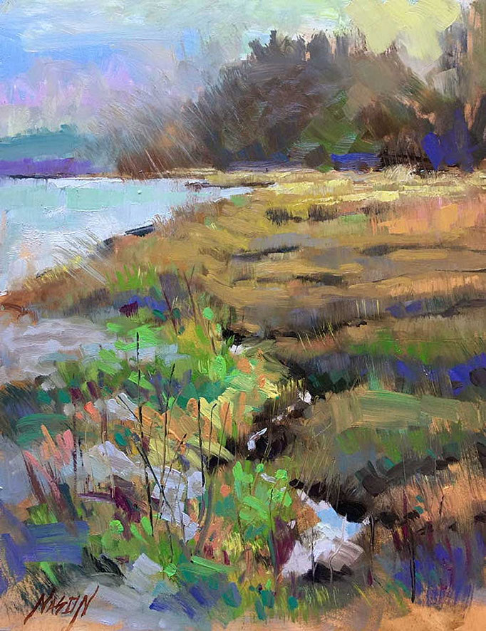 "English Boom Shoreline" • Oil on board • 14" x 11"