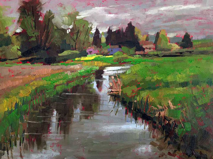"Hat Ditch" • Oil on board • 9" x 12"