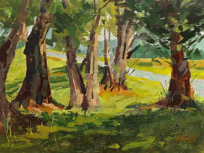 "The Old Trees" • Acrylic on board • 8.5" x 11"