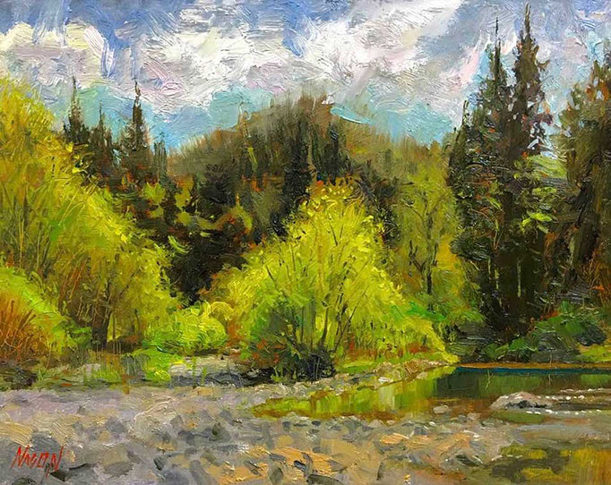 "Pilchuck Creek bed" • Oil on board • 11" x 14"