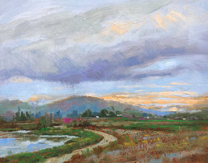 "First Rain" • Oil on board • 11" x 14"