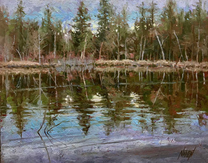 "Twilight Pond" • Oil on board • 11" x 14"