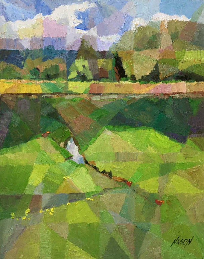 "Green Grass and Blue Sky" • Oil on board • 14" x 11"