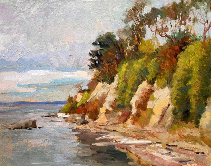 "Saratoga Passage Shoreline" • Oil on board • 16" x 20"