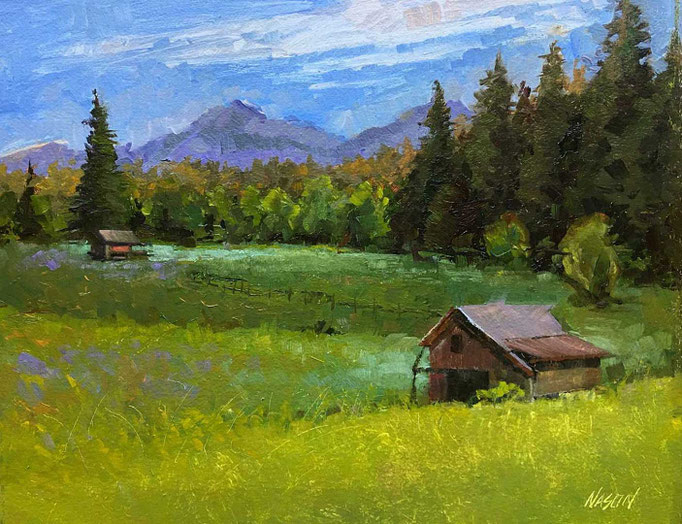 "Cool Grasses" • Oil on board • 11" x 14"
