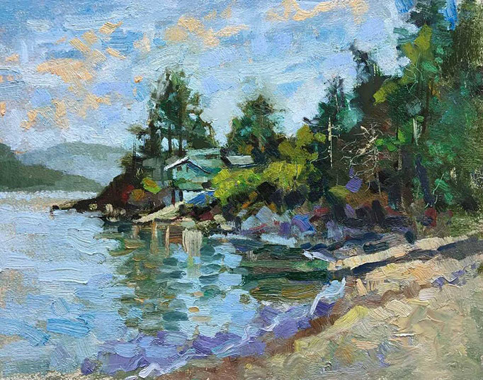 "Puget Sound Shoreline" • Oil on board • 11" x 14"