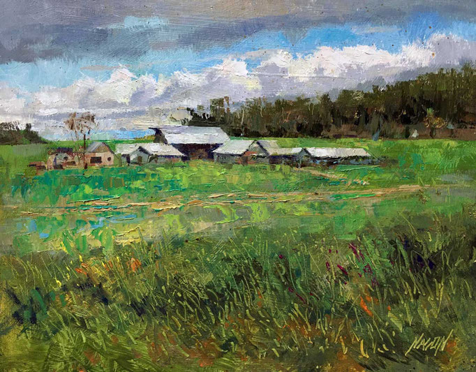 "Farm at Rekdall Road" • Oil on board • 11" x 14"