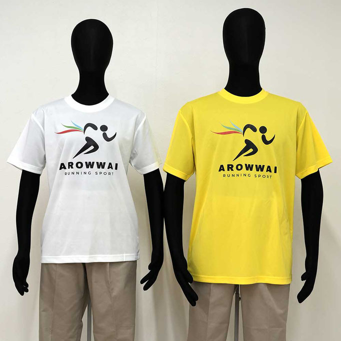 4.1オンス-ドライアスレチック-Tシャツ（ホワイト：Ｓ：女性マネキン着用／イエロー：Ｌ：男性マネキン着用）