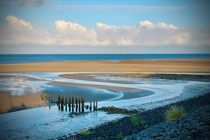 Amrum 2025, Blick auf den Kniepsand vor Wittdün