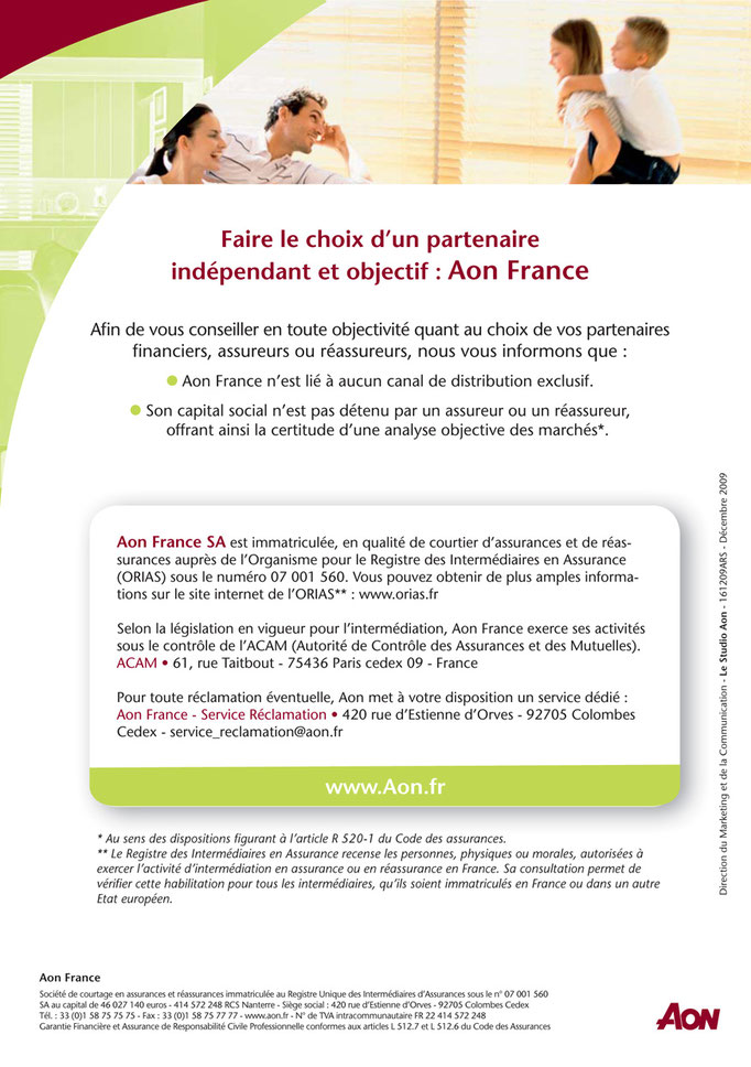 FLYER, Groupe Aon France, Verso