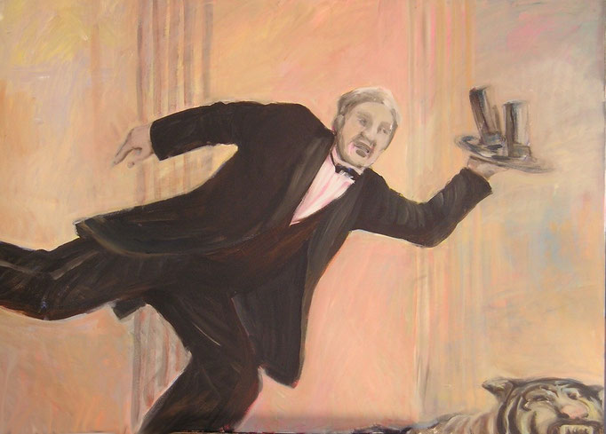 Butler-Triptychon, Mittelteil, 2004, Acryl auf Leinwand, 100x140