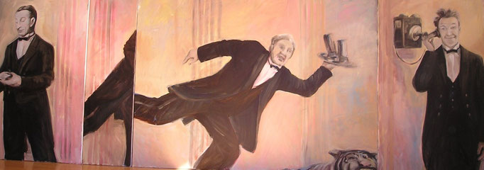 Butler-Triptychon, 2004, Acryl auf Leinwand, 100x320